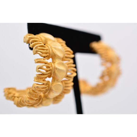 Givenchy Vintage Dangle Earrings Brushed Gold Rope Tassel Chunky Signed 80s Bin7 - Picture 4 of 12